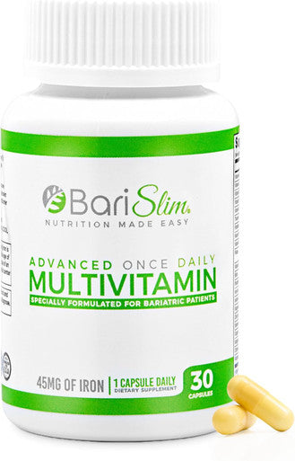 BariSlim Advanced Once Daily Bariatric Multivitamin Capsule - 45 mg of Iron - Bariatric Vitamin for Post Bariatric Surgery Including Gastric Bypass and Gastric Sleeve