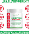 GoBiotix Super Greens Powder N Super Reds Powder Vegan Red and Green Superfood Probiotics Enzymes Organic Whole Foods Fruit and Veggie Supplement Pomegranate Raspberry 3pack