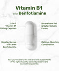 Deal Supplement Vitamin B1 500mg with Benfotiamine 240 Capsules 2 in 1 Enhanced Formula Fat & Water Soluble Thiamine B1 Supplement Third Party Tested Non-GMO No Gluten
