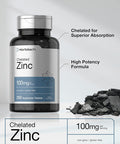 HorbAach Chelated Zinc Supplement 100Mg 250 Tablets High Potency & Superior Absorption Vegetarian, Non-Gmo, Gluten Free