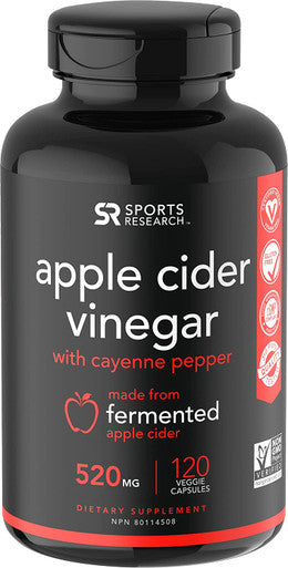 Sports Research Biotin 10000mcg 120ct Apple Cider Vinegar Capsules 120ct