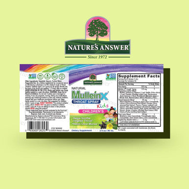 Nature'S Answer Mullein X Kids Throat Spray 2oz - Gluten Vegetarian Alcohol Non GMO Clears Mucus Soothes Irritated Throat Made in USA - Support for Children Toddlers- Travel Size