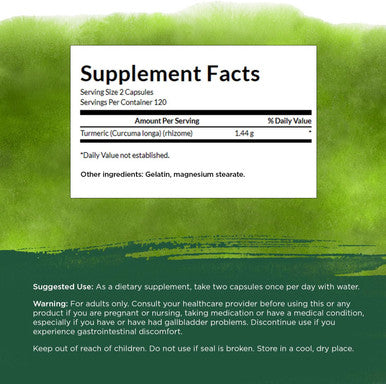 Swanson Turmeric Antioxidant Joint Health Cardiovascular Liver Detox Mood and Memory Support Supplement Curcuma Longa (Rhizome) 720 mg 240 Capsules 120 Servings 1.44 Grams per Serving