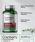 Horbaach Cranberry Concentrate Extract Pills + Vitamin C | 30000Mg | 120 Capsules | Triple Strength Ultimate Potency Formula | Non-Gmo And Gluten Free Supplement