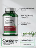 Horbaach Cranberry Concentrate Extract Pills + Vitamin C | 30000Mg | 120 Capsules | Triple Strength Ultimate Potency Formula | Non-Gmo And Gluten Free Supplement