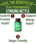 Usda Organic Stinging Nettle Vegan Capsules Made With Stinging Nettle Leaf Powder For Prostate, Hair Growth, Allergy. Better Than