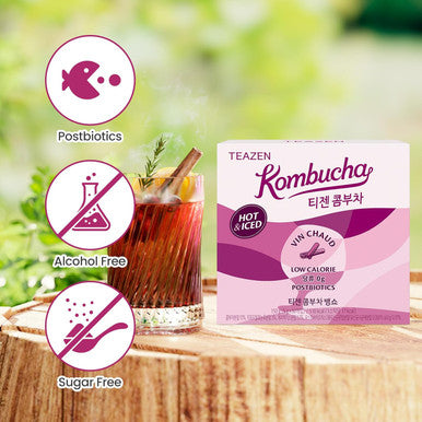 Teazen Kombucha Mulled Wine Flavor Variety Pack with Classic Eco Bottle (Kombucha Powder 40 Sticks Eco Bottle 1EA x 11.8oz)