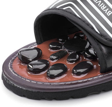 Acupressure Foot Mat Pebble Massager Relaxer Pain Relief Health Sandals Slippers Relaxation Gifts For Men Women (Black25)