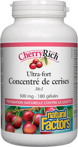 CherryRich by Natural Factors Super Strength Cherry Concentrate Antioxidant Support for Healthy Joints and Uric Acid Metabolism 180 softgels 180 Servings