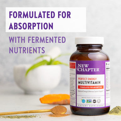 New Chapter Energy Supplement - Perfect Energy Multivitamin for Balanced Energy + Stress Support with B Vitamins + Vitamin D3 + Organic Non-GMO Ingredients - 96 c