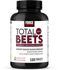 Force Factor Total Beets Pressure Support Supplement with s and Grapeseed Extract to Boost Nitric Oxide, Circulatory and Cardiovascular Vasodilator Heart Health Vitamins, 120 Count