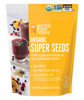 BBF Organic Super Seeds Blend 1 lb, Chia Seeds, Flax Seeds, Hemp Hearts