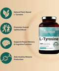 LTyrosine Capsules 1000mg Per Serving 200 Capsules Support Memory Cognitive Health and Mental Alertness Premium Tyrosine Brain Health Supplement No GMOs
