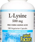 Natural Factors LLysine 500 mg 180 Vegetarian Capsules