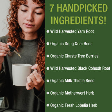 Menopause Supplements 7-In-1 Liquid Drops. 7 Herbal Ingredients For Hot Flashes Menopause Relief. Vegan, Zero Sugar Support