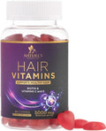 Hair Growth Vitamins Gummies with Biotin 5000 mcg Vitamin E & C, Premium Vegetarian, Non-GMO, Support for Stronger, Beautiful Hair, Skin & Nails, Women's Berry Supplement - 120 Gummy Hearts