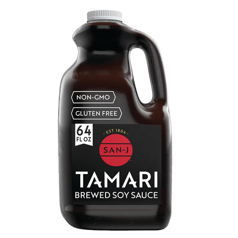 San-J - Gluten Free Tamari Soy Sauce with 28% Less Sodium - Specially Brewed - Made with 100% Soy - 20 oz. Bottle