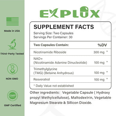 Nad+ Supplement Plus With Liposomal Nicotinamide Riboside, Resveratrol, Tmg, Nr Supplements - High Absorption Support Dna Repair & Anti Aging Healthy Cell Production 600Mg, 60 Vegan Wellness Capsules