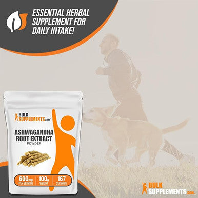 BULKSUPPLEMENTS.COM Ashwagandha Root Extract Powder 600mg per Serving, 100g (3.5 oz)