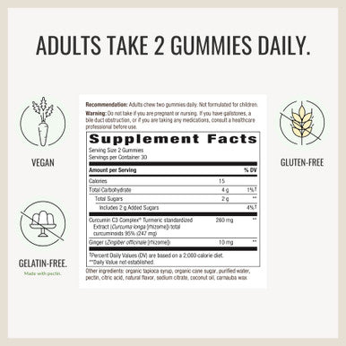 Nature'S Way Turmeric Curcumin C3 Complex And Ginger Gummies, Support Antioxidant Pathways*, Mango Flavored, 260 Mg, 60 Gummies