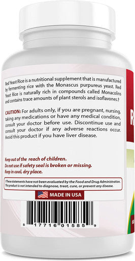 Best Naturals Red Yeast Rice 1200 mg (Non-GMO) 120 Tablets - Non Irradiated Citrinin