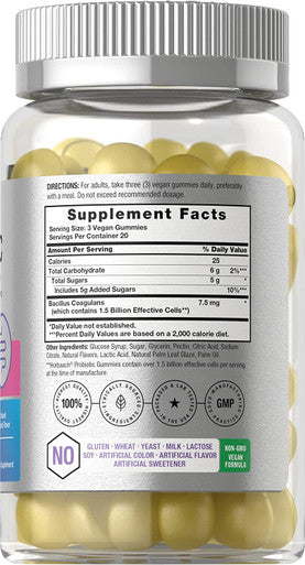 Probiotic Gummies | 60 Count | 1.5 Billion Effective Cells | Vegan, Non-GMO, and Gluten Free Supplement for Women and Men | Natural Tropical Flavor | by Horbaach