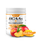 Snap BCAA Powder Essential Amino Supplement with Nitric Oxide Booster - Pre Workout Powder, Recovery Supplements Post Workout, Muscle Strength, BCAA for Women & Men (30 Servings) (Peach Mango)