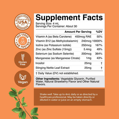 High Absorption Thyroid Support Supplement - Vegan Liquid Iodine Supplements For Thyroid Support For Women And Men With Myo-Inositol Selenium And Stinging Nettle For Enhanced Energy And Focus 2 Pack