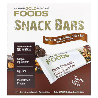 California Gold Nutrition Foods - Dark Chocolate, Nuts, & Sea Salt Bar Gold Bar, 12 Bars