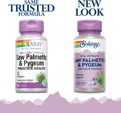 Solaray Saw Palmetto And Pygeum - Saw Palmetto For Men W/Pygeum Bark, Zinc, Vitamin E, Pumpkin Seed Oil - Prostate Supplements For Men W/Beta Sitosterol - 60-Day - 30 Servings, 30 Softgels
