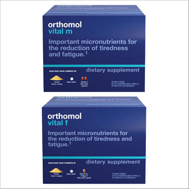 Orthomol Vital M & Vital F Powder and Tablets Vitamins and Nutrients for Men's and Women's Health 30-Day Supply