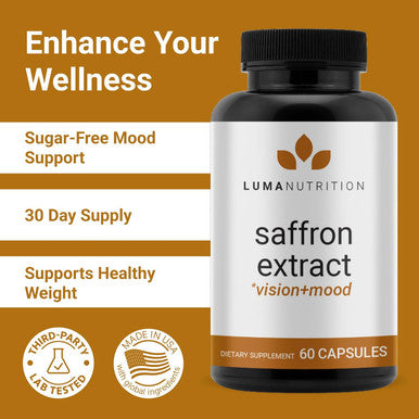 Luma Nutrition Saffron Extract Capsules - Premium Saffron Supplements - 88.50 Mg Pure Saffron Pills - Mood Support - Eye Support - Made In The Usa - 60 Capsules