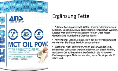 Ans Performance Mct Oil Powder Unflavored 300g (60) serving 60 Count