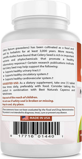Best Naturals Celery Seed 600 mg 180 Tablets (180 Count (Pack of 3))
