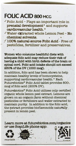 FUTUREBIOTICS CERTORGNCFOLICACIDLEMON120VT 120 VEGITABS
