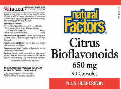 Natural Factors Citrus Bioflavonoids 650mg Support for The Bodys Use of Vitamin C 90 Capsules
