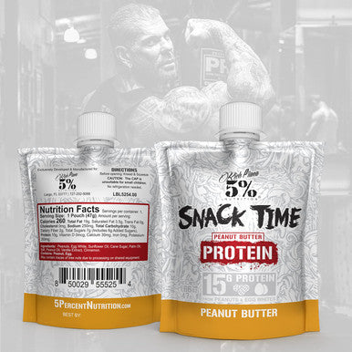 Rich Piana 5% Nutrition Snack Time | Squeezable Protein Ss | High Protein Snack Pouches | Convenient, Real Food Protein from Peanuts & Egg Whites | 10-Count (Peanut Butter)