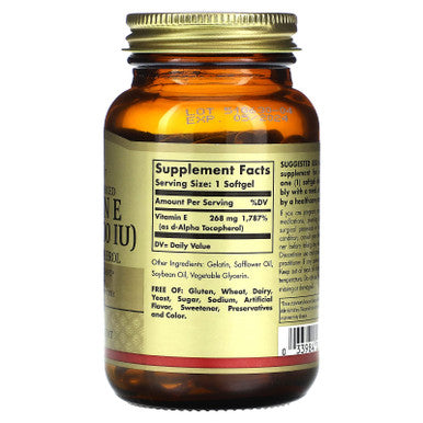 Solgar Vitamin E Naturally Sourced 268 Mg (400 Iu) 100 Softgels