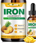Liquid Iron Supplement For Women Men & Kids Multivitamin Iron Drops With Folate, Vitamin C, B6, B12, Zinc For Anemia, Iron Deficiency, Blood Builder, Energy - Natural Pineapple Flavor, Vegan 2 Fl Oz