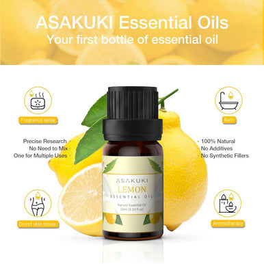 Asakuki Lemon Oil Essential Oil 10Ml, Essential Oils For Diffusers For Home