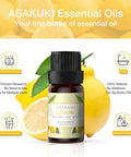 Asakuki Lemon Essential Oil 10Ml For Diffusers, Home, Candle&Soap Making, Therapeutic-Grade Aromatherapy Essential Oil, 100% Natural Diffuser Oil For Skin Care, Stress Relief&Mind Calming