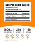 Bulksupplements.Com N-Acetyl L-Cysteine 1000Mg Capsules - N-Acetyl Cysteine 1000Mg, Nac Supplement - Nac 1000Mg, Gluten Free - 2 Capsules Per Serving, 360 Capsules (Pack Of 1)