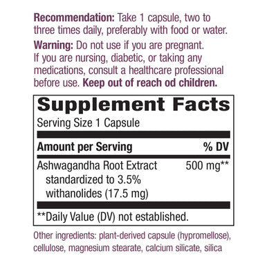 Nature'S Way Ashwagandha Reduces Stress* Adaptogenic* Vegan 60 Capsules