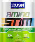 USN Amino Stim EAAs (Essential Amino Acids) + Energy, 125mg Caffeine, 6g Essential Amino Acids, Hydration Complex, Muscle Growth Recovery, Green Apple, 10.05 Ounce (Pack of 1)