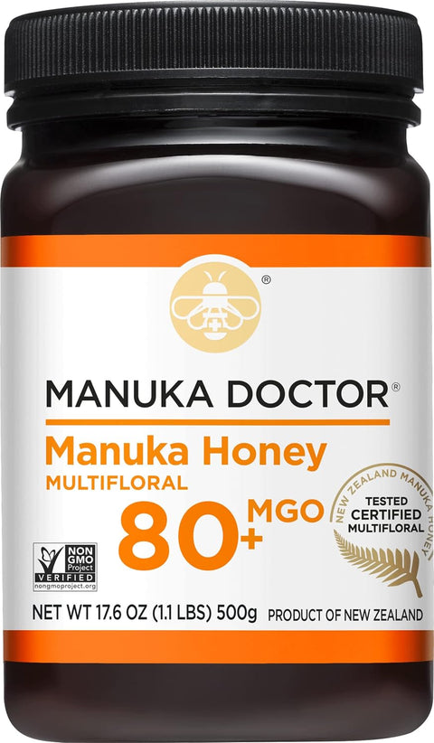 Manuka Doctor - MGO 80+ Squeezy Manuka Honey Multifloral, 100% Pure New Zealand Honey. Certified. Guaranteed. Raw. Non-GMO (10.58 oz)
