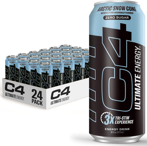 C4 Ultimate Zero Sugar Energy Drink, Tri-Stim Experience with 300mg Caffeine + TeaCrine + Dynamine, Fruit Punch, 16oz (Pack of 12)