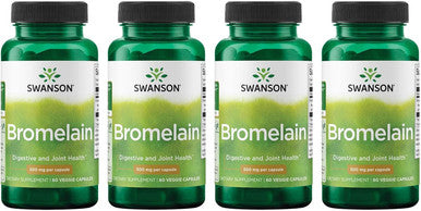 Swanson Maximum Strength Bromelain 1200 Gdu 500 Milligrams 60 Veg Capsules Enzyme (4 Pack)