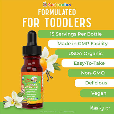 Maryruth Organics | CoComelon Kids Vitamin C Liquid Drops for Ages 4-13 Years | USDA Organic | Immune Support & Overall Health | USDA Organic | Vegan | Non-GMO | Gluten | 30 Servings
