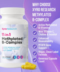Methylated BComplex Vitamins Complete Bioactive Methyl BVitamins B12 B6 B9 5MTHF for Energy Heart Brain and Methylation Women Men Bio Active Nutrients MTHFR Multivitamins Support