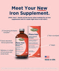 Flora - Iron with B-Vitamin Complex, Helps Maintain Healthy Iron Levels, Non-Constipating, Highly Absorbable Vitamin-B & Iron Supplement, Vegan, Yeast and Gluten Free, 7.7-oz. Glass Bottle